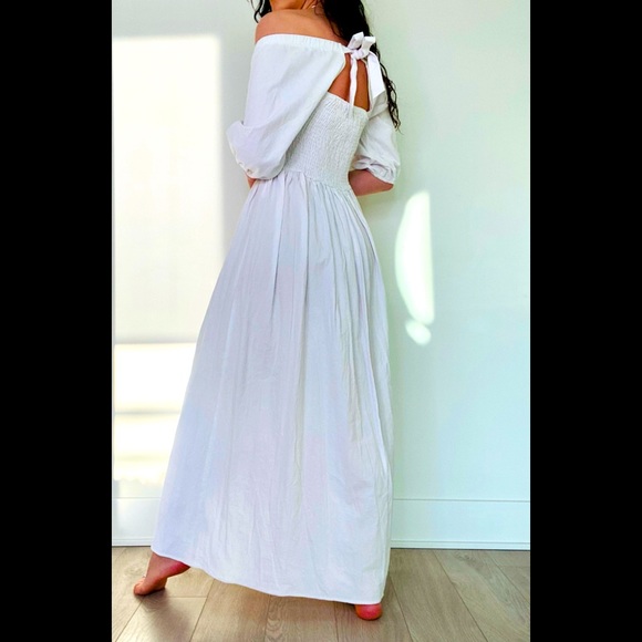 New Peasant milkmaid princess poet puff sleeve thick 100% cotton maxi dress. - Picture 6 of 14
